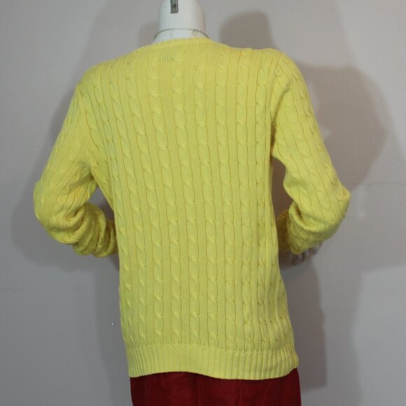 Ralph Lauren Sport V- neck 100% Cotton knit yellow Sweater size XL - Picture 5 of 9